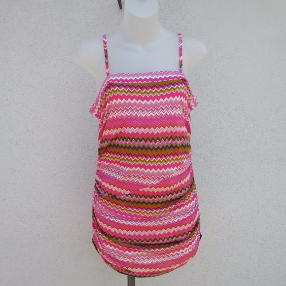 INC multi color chevron patter tube top L - Picture 1 of 7